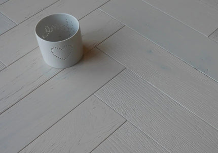 White Brushed Oak Herringbone Flooring | Pukka Flooring