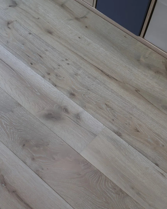 Whiteleaf Grey Matt Lacquered Engineered Oak Flooring