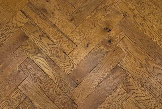Harvest Golden Brushed Oiled Engineered Herringbone Flooring