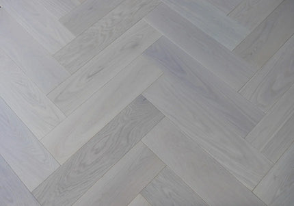 Prime AB White Oiled Click Engineered Herringbone Flooring