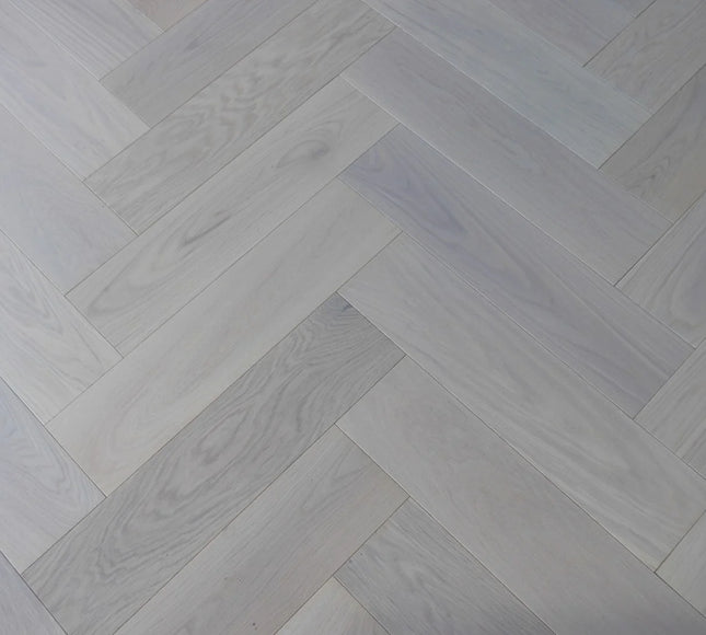 Prime AB White Oiled Click Engineered Herringbone Flooring