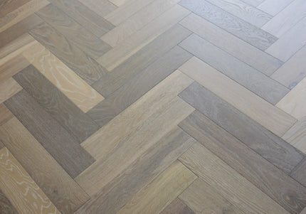 Smoke Grey Brushed UV Oiled Engineered Herringbone Flooring