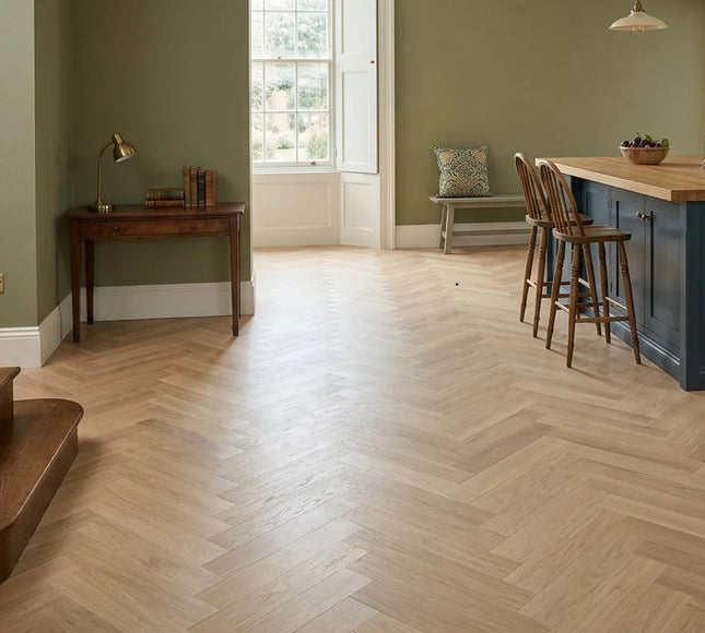 Spring Rye Prime AB Engineered American Oak Herringbone Flooring