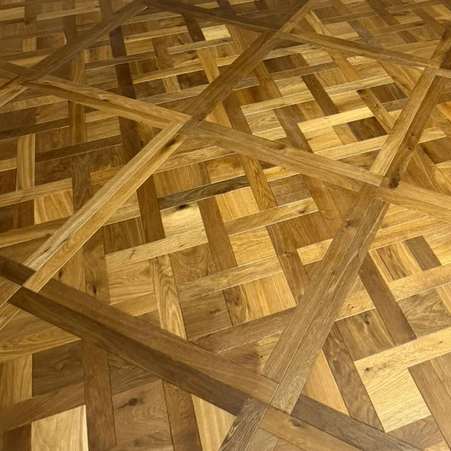 Brushed Smoked Oiled Versailles Pattern Oak Flooring