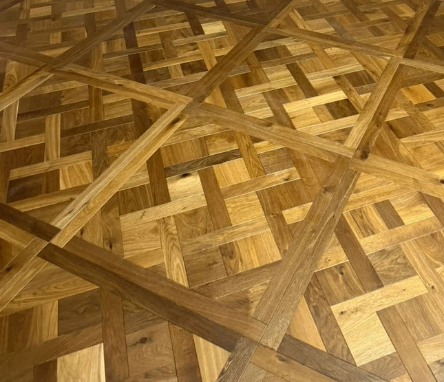 Brushed Smoked Oiled Versailles Pattern Oak Flooring