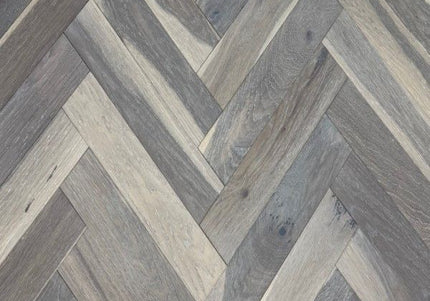 Smoked Grey Brushed Matt Lacquered Engineered Herringbone Flooring