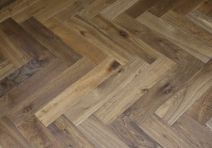 Smoked Brushed Oiled Engineered Herringbone Flooring