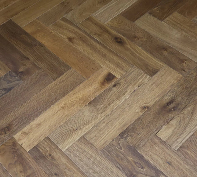 Smoked Brushed Oiled Engineered Herringbone Flooring