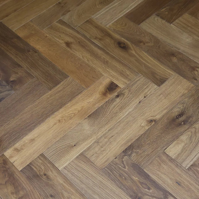 Smoked Brushed Oiled Engineered Herringbone Flooring