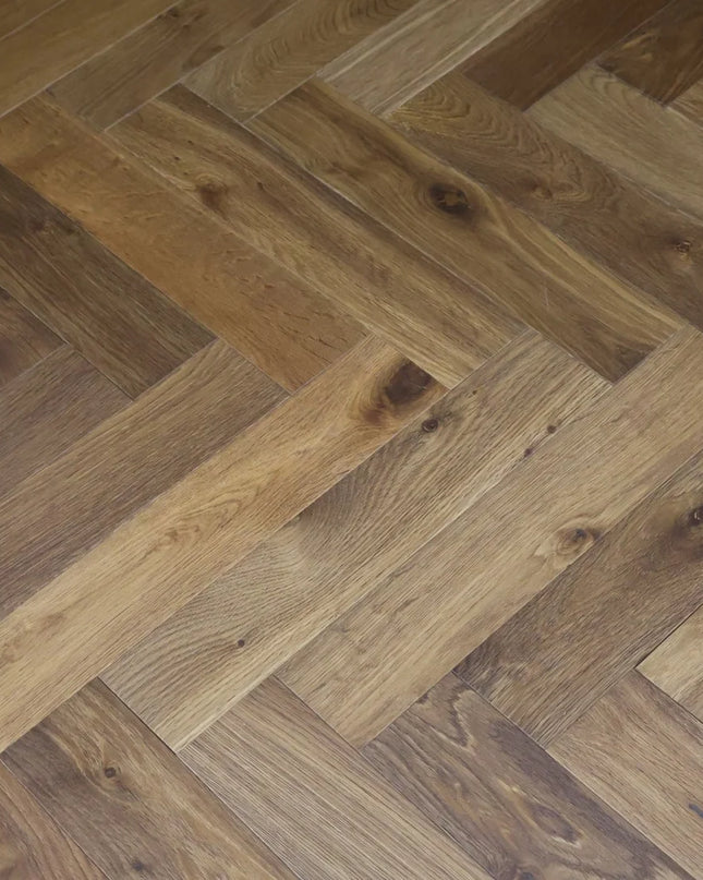 Smoked Brushed Oiled Engineered Herringbone Flooring