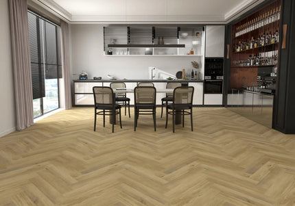 Rustic Raw Oak Dryback LVT Herringbone Flooring