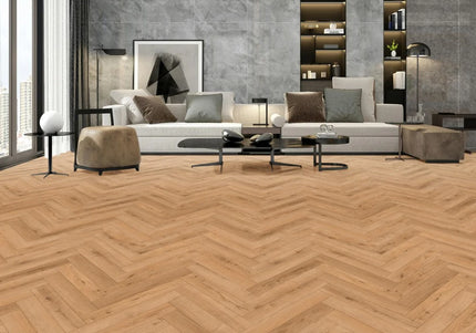 Golden Oak Herringbone Laminate Wood Flooring