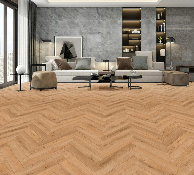 Golden Oak Herringbone Laminate Wood Flooring