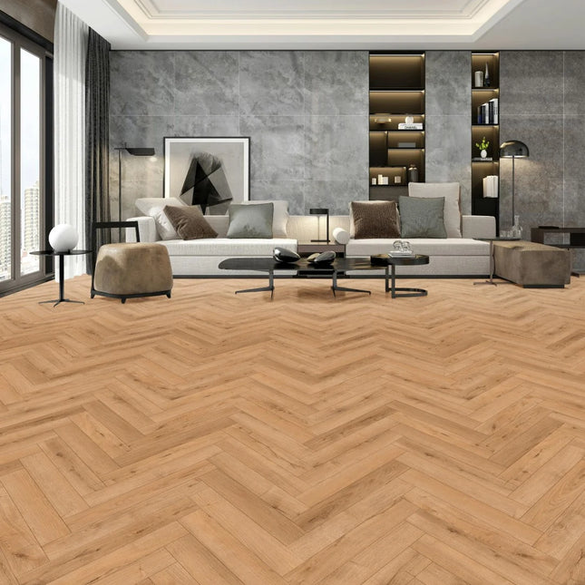 Golden Oak Herringbone Laminate Wood Flooring