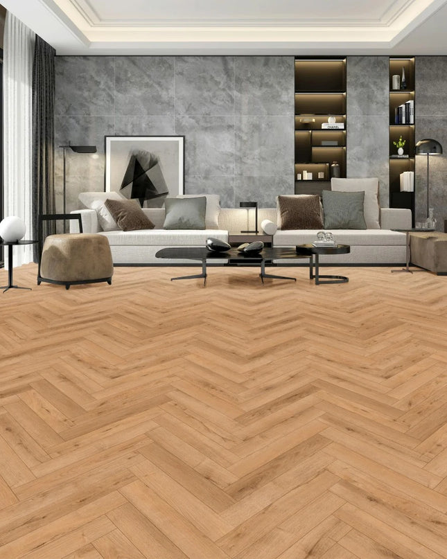 Golden Oak Herringbone Laminate Wood Flooring