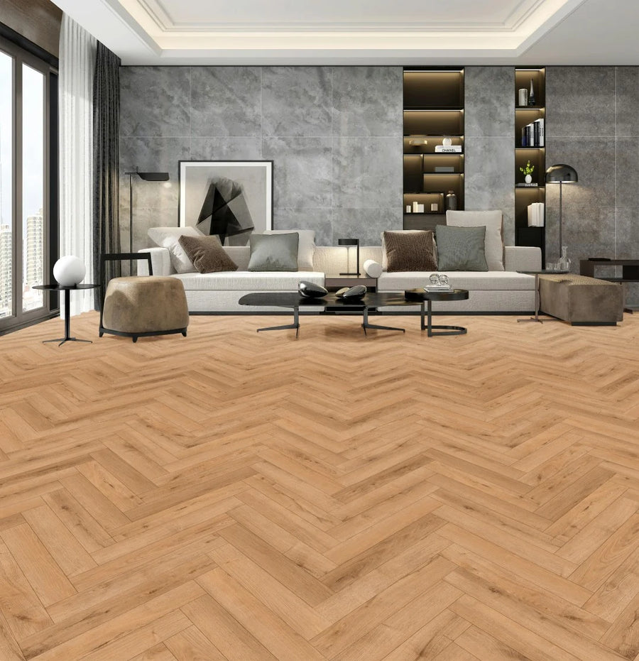 Golden Oak Herringbone Laminate Wood Flooring