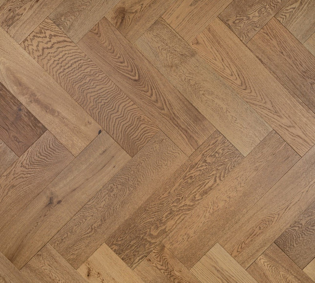 Smoke Stain Brushed Oiled Click Engineered Herringbone Flooring