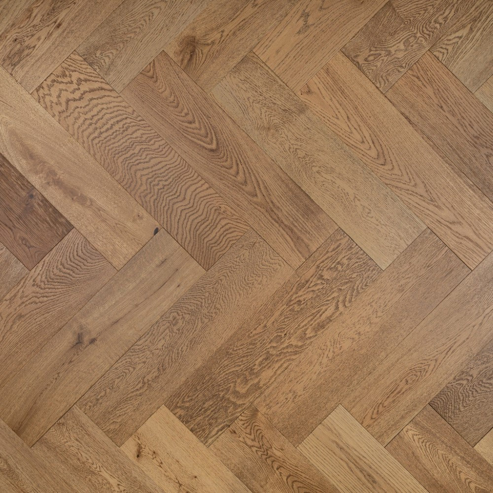 Smoke Stain Brushed Oiled Click Engineered Herringbone Flooring