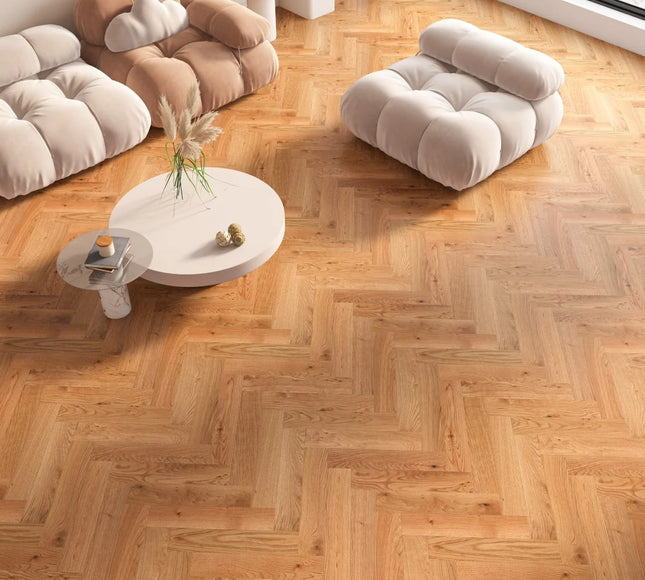 Natural Brushed UV Oiled Engineered Herringbone Flooring