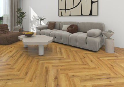 Smoked Oak Rustic SPC Herringbone Waterproof Flooring