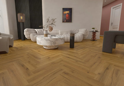 Heritage Smoked Oak LVT Herringbone Flooring