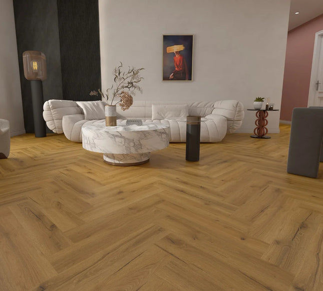 Heritage Smoked Oak LVT Herringbone Flooring