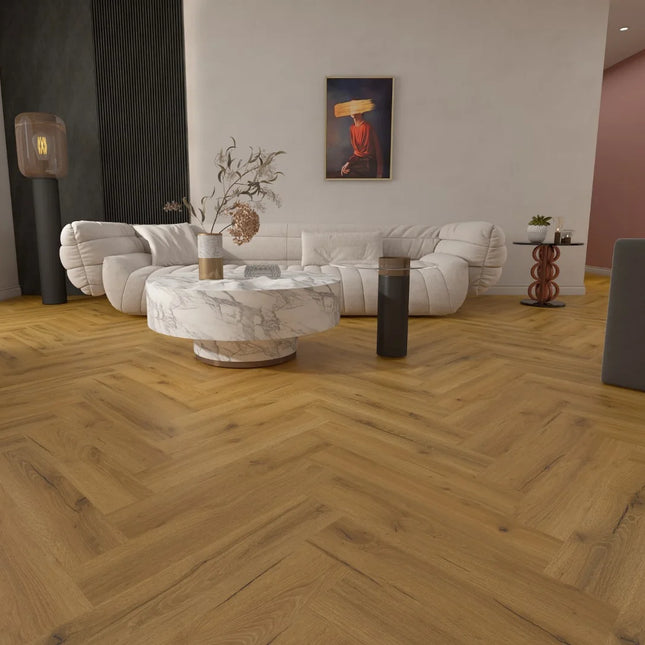 Heritage Smoked Oak LVT Herringbone Flooring
