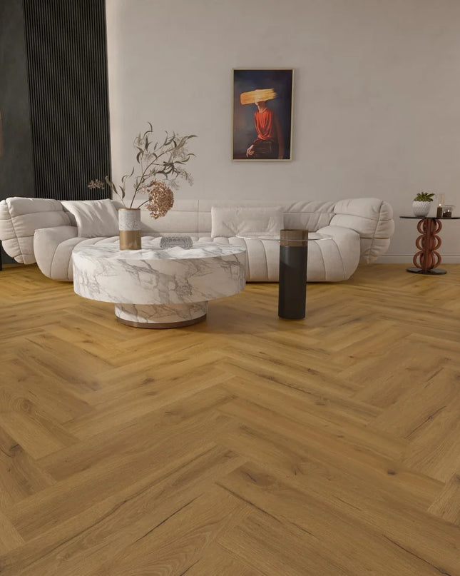 Heritage Smoked Oak LVT Herringbone Flooring