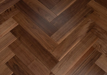 Walnut UV Lacquered Engineered Herringbone Flooring
