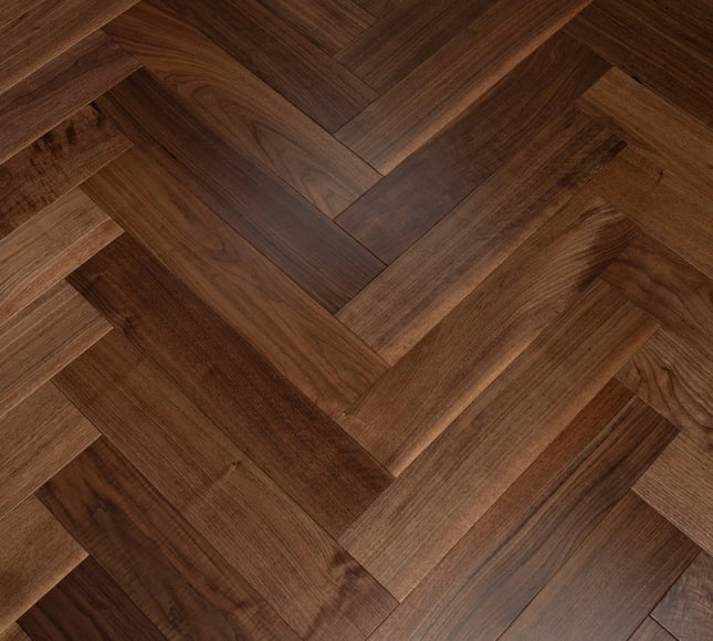 Walnut UV Lacquered Engineered Herringbone Flooring