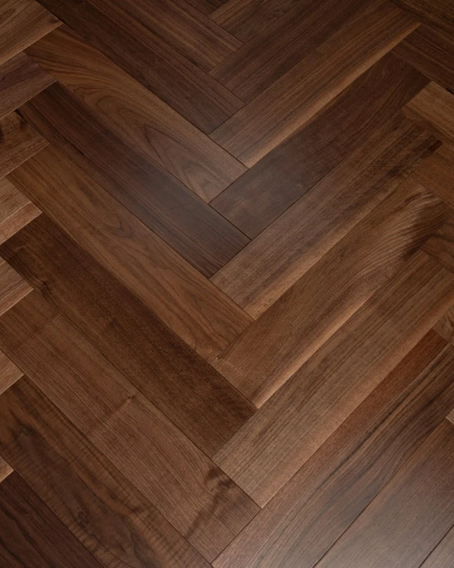 Walnut UV Lacquered Engineered Herringbone Flooring