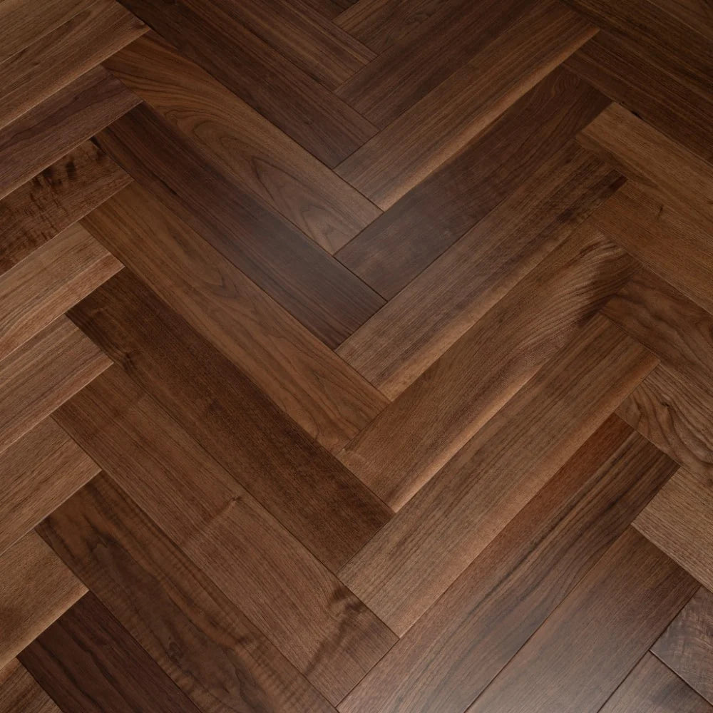 Walnut UV Lacquered Engineered Herringbone Flooring