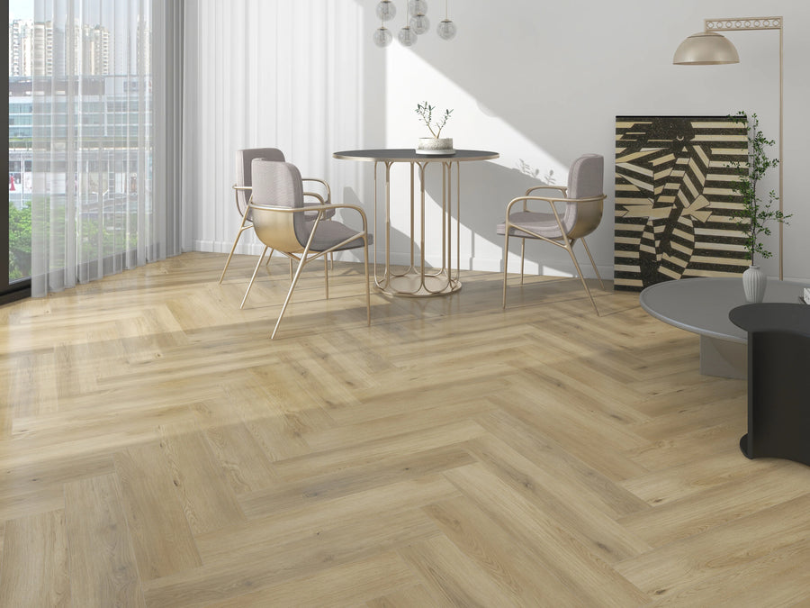 Invisible Oak Natural Look SPC Herringbone Flooring