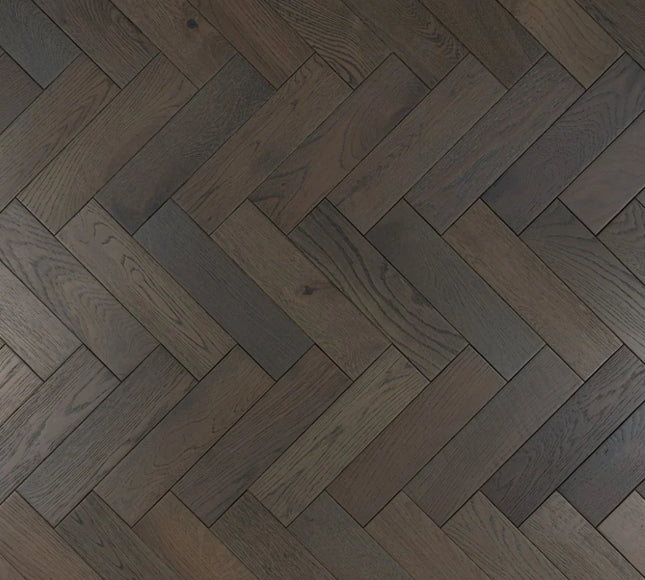 Graphite Grey Matt Lacquered Engineered Herringbone Flooring