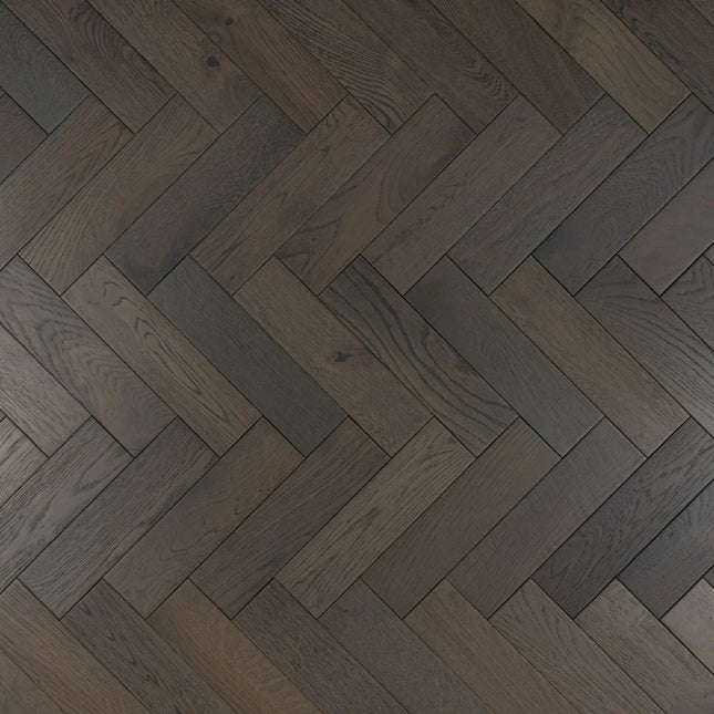 Graphite Grey Matt Lacquered Engineered Herringbone Flooring