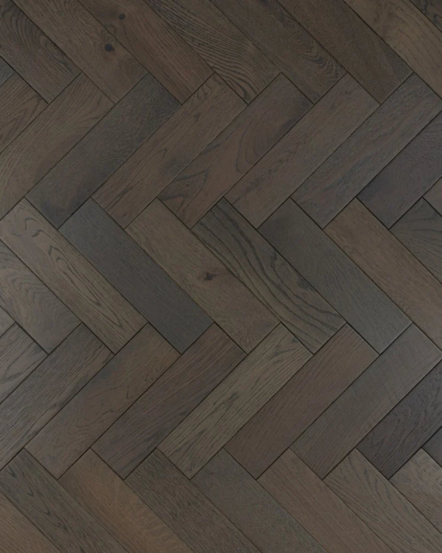 Graphite Grey Matt Lacquered Engineered Herringbone Flooring