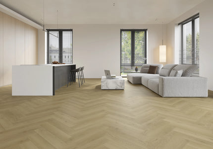 Ivory Beige Luxury SPC Herringbone Wood Flooring