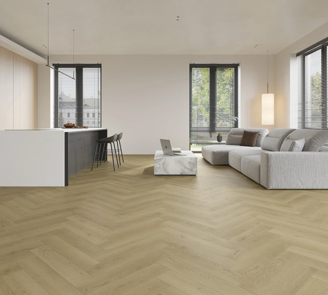Ivory Beige Luxury SPC Herringbone Wood Flooring