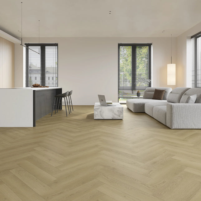 Ivory Beige Luxury SPC Herringbone Wood Flooring