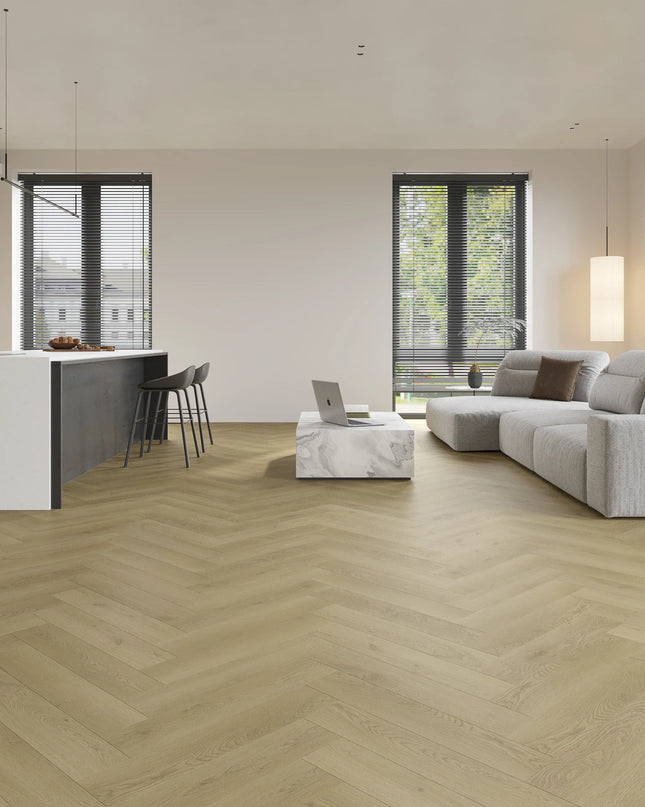Ivory Beige Luxury SPC Herringbone Wood Flooring