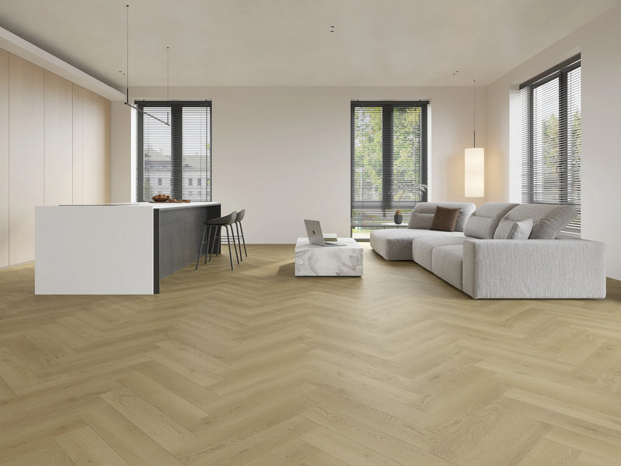 Ivory Beige Luxury SPC Herringbone Wood Flooring