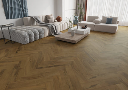Vintage Walnut Premium Waterproof Herringbone SPC Flooring