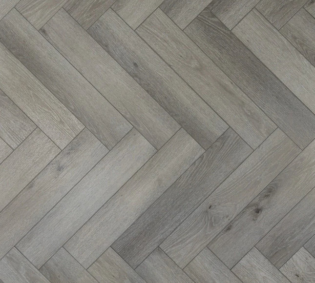 Pearl Grey Waterproof SPC Herringbone Click Flooring