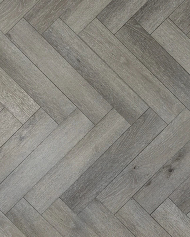 Pearl Grey Waterproof SPC Herringbone Click Flooring