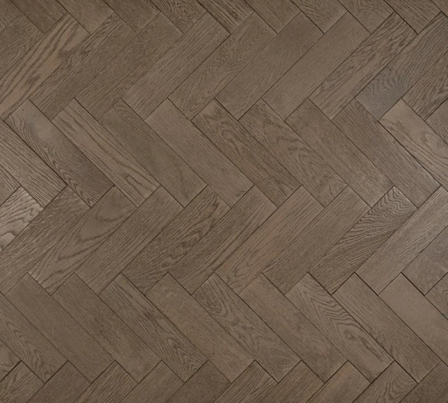 Gunmetal Matt Lacquered Engineered Herringbone Flooring