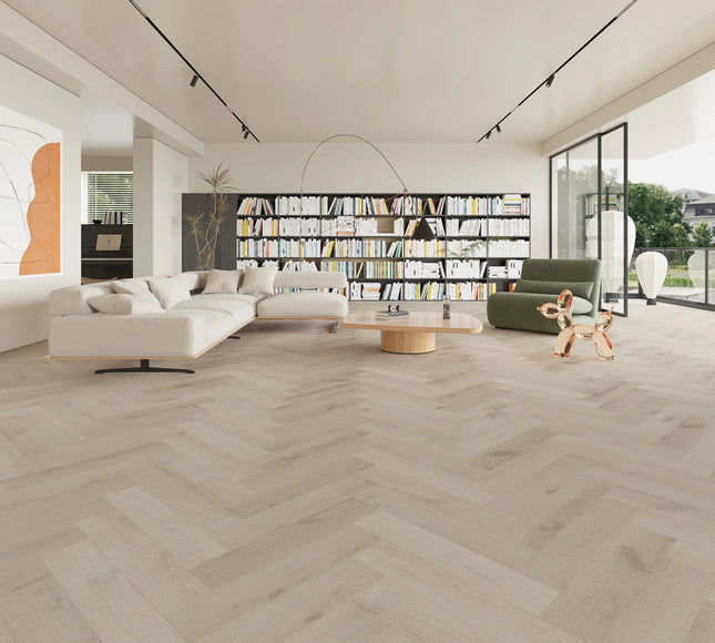 Smoked Grey Waterproof SPC Herringbone Click Flooring