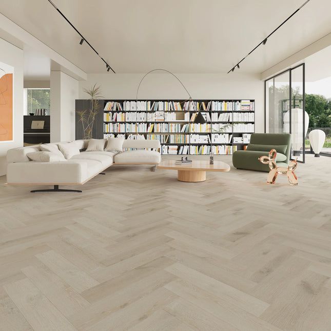 Smoked Grey Waterproof SPC Herringbone Click Flooring