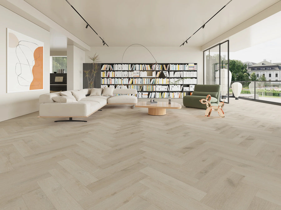 Smoked Grey Waterproof SPC Herringbone Click Flooring