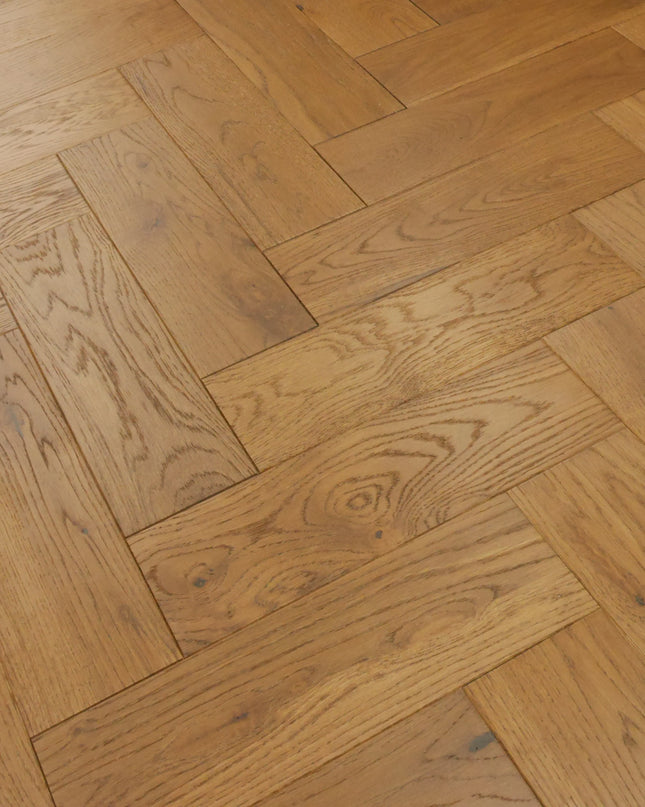 Golden Smoke Brushed & Oiled Solid Oak Herringbone Flooring