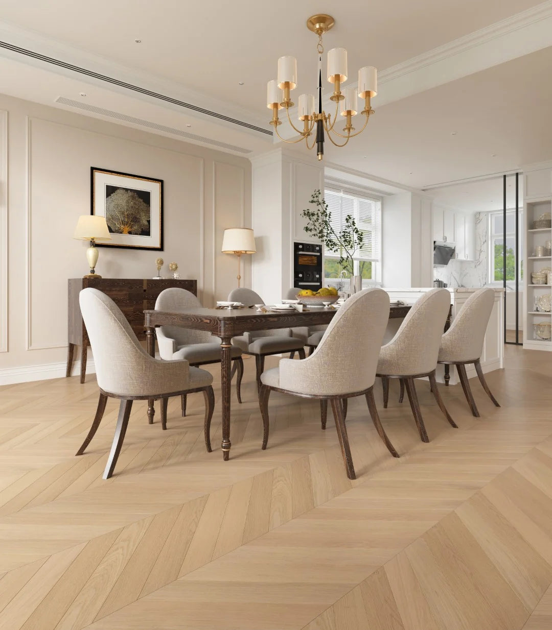 Prime AB Invisible Lacquered Engineered Chevron Oak Flooring